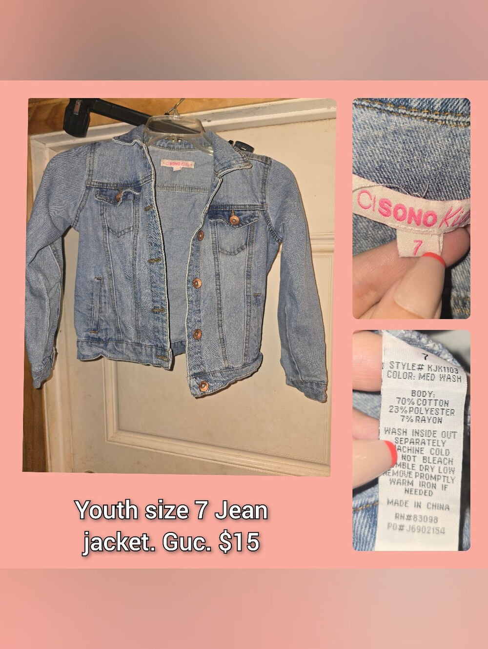 Youth Light Blue Denim Jacket - Size 7